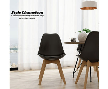 CASSIUS (SET OF 2) PU PADDED DINING CHAIR - BLACK