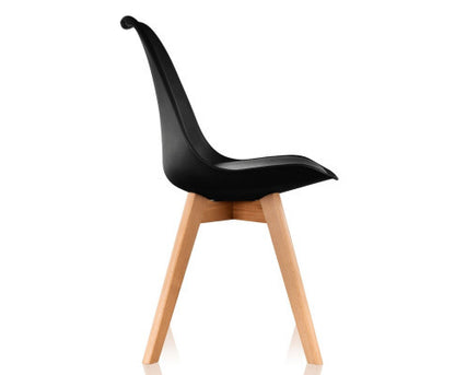 CASSIUS (SET OF 2) PU PADDED DINING CHAIR - BLACK