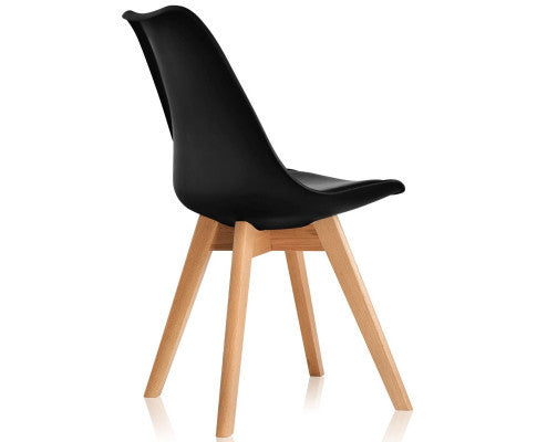 CASSIUS (SET OF 2) PU PADDED DINING CHAIR - BLACK