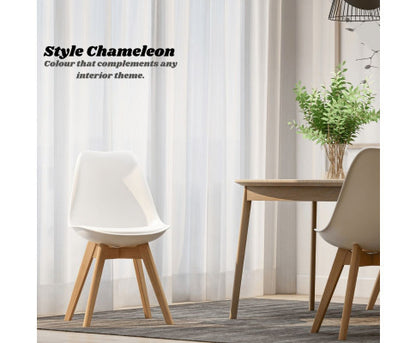 CASSIUS (SET OF 2) PU PADDED DINING CHAIR - WHITE