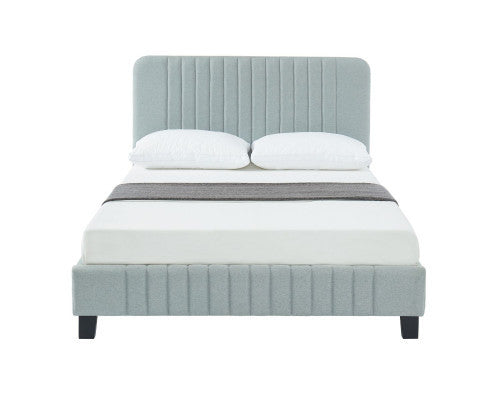 KING CARSLIE FABRIC BED - STONE GREY