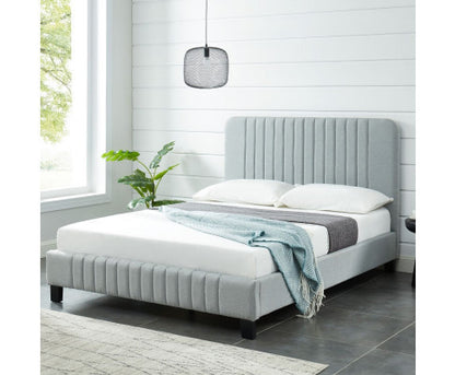 KING CARSLIE FABRIC BED - STONE GREY