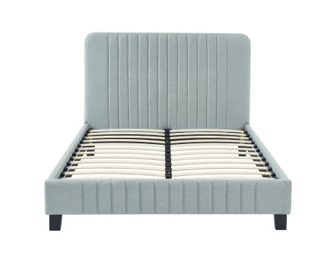 KING CARSLIE FABRIC BED - STONE GREY