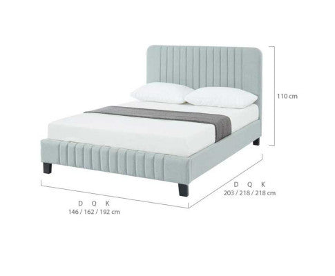 KING CARSLIE FABRIC BED - STONE GREY
