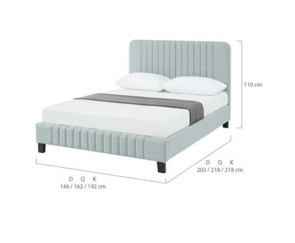 KING CARSLIE FABRIC BED - STONE GREY