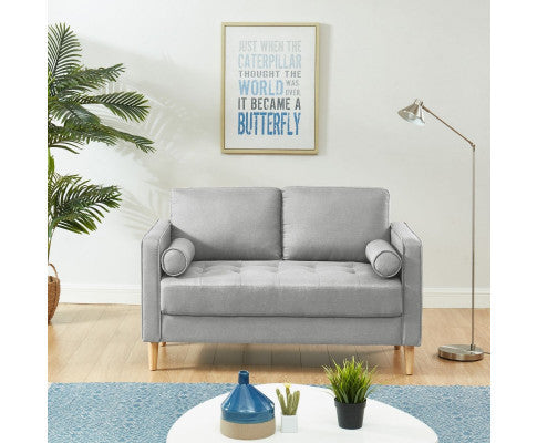 SANDARA 2 SEATER FABRIC SOFA - LIGHT GREY