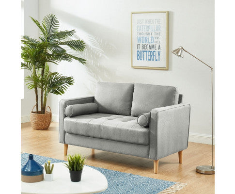 SANDARA 2 SEATER FABRIC SOFA - LIGHT GREY