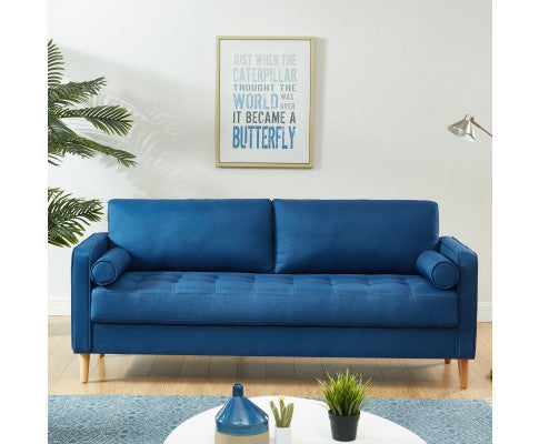 SANDARA 3 SEATER FABRIC SOFA - BLUE