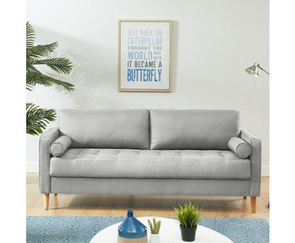 SANDARA 3 SEATER FABRIC SOFA - LIGHT GREY