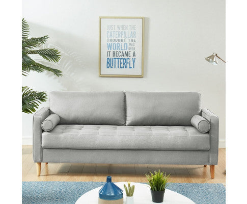 SANDARA 3 SEATER FABRIC SOFA - LIGHT GREY