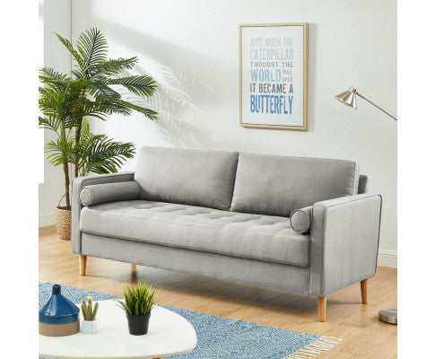 SANDARA 3 SEATER FABRIC SOFA - LIGHT GREY