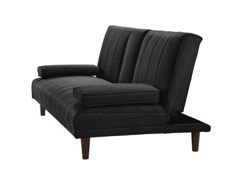 HUXLEY 3 SEATER FABRIC FOLDABLE SOFA BED WITH CUPHOLDER -  CHARCOAL