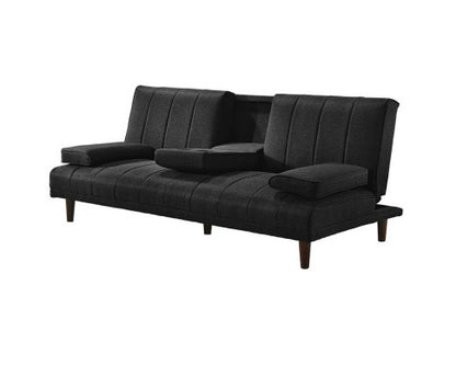 HUXLEY 3 SEATER FABRIC FOLDABLE SOFA BED WITH CUPHOLDER -  CHARCOAL
