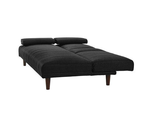 HUXLEY 3 SEATER FABRIC FOLDABLE SOFA BED WITH CUPHOLDER -  CHARCOAL