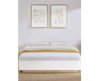 QUEEN BRAWEN  BED BASE FRAME  ONLY - WHITE & OAK