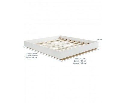 QUEEN BRAWEN  BED BASE FRAME  ONLY - WHITE & OAK