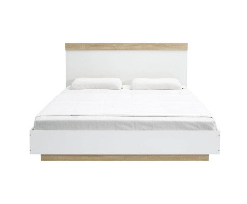 KING BRANWEN BED FRAME - WHITE & OAK