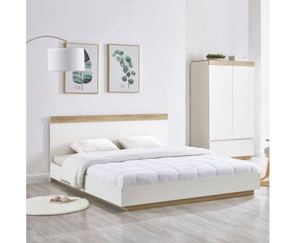 KING BRANWEN BED FRAME - WHITE & OAK