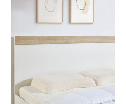 DOUBLE BRANWEN BED FRAME - WHITE & OAK