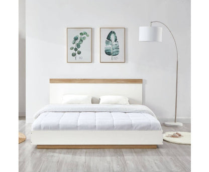 DOUBLE BRANWEN BED FRAME - WHITE & OAK