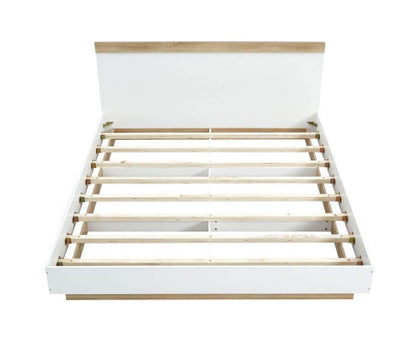 DOUBLE BRANWEN BED FRAME - WHITE & OAK