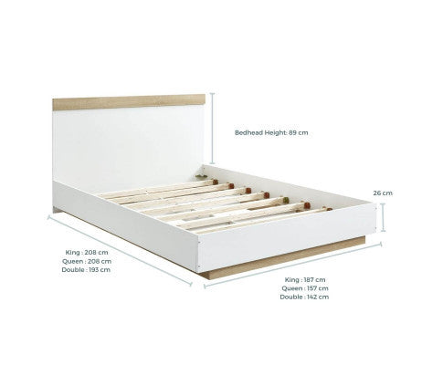 KING BRANWEN BED FRAME - WHITE & OAK
