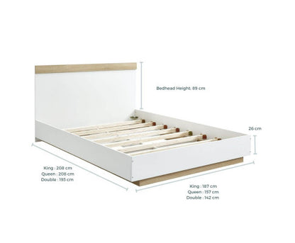 KING BRANWEN BED FRAME - WHITE & OAK