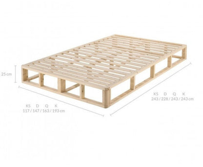 QUEEN ESLANDA WOODEN BED BASE FRAME ONLY - LIGHT NATURAL