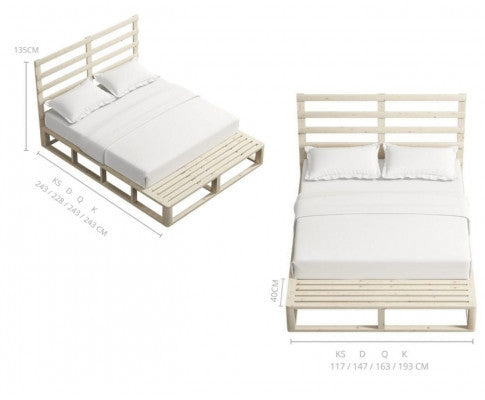 KING MAUDE WOODEN BED FRAME - NATURAL