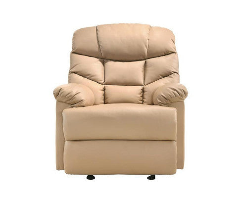 KALINE LEATHER ROCKING RECLINER CHAIR - BEIGE