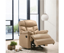 KALINE LEATHER ROCKING RECLINER CHAIR - BEIGE
