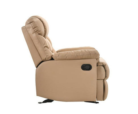 KALINE LEATHER ROCKING RECLINER CHAIR - BEIGE