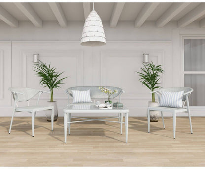 SATURN OUTDOOR ALUMINIUM 4 PIECE  LOUNGE SETTING - WHITE