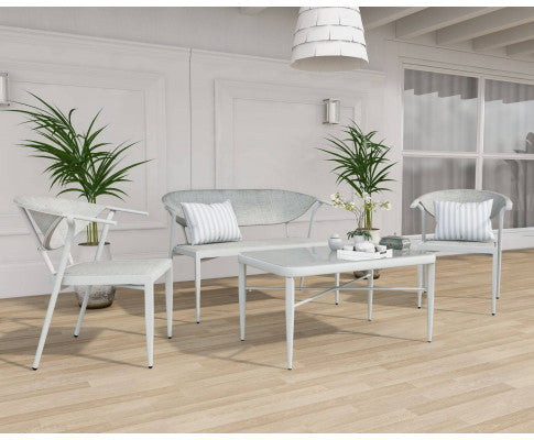 SATURN OUTDOOR ALUMINIUM 4 PIECE  LOUNGE SETTING - WHITE