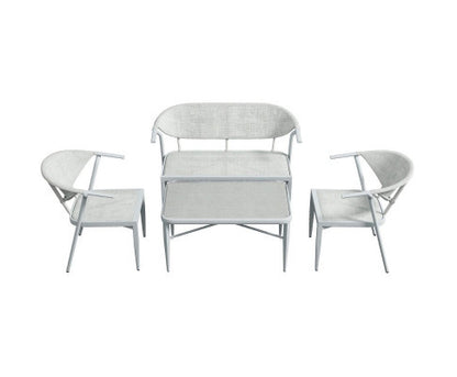SATURN OUTDOOR ALUMINIUM 4 PIECE  LOUNGE SETTING - WHITE