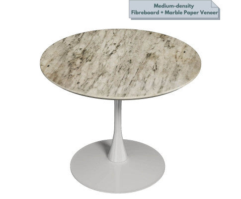 JHANNA ROUND DINING TABLE WITH MARBLE TOP - WHITE