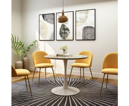 JHANNA ROUND DINING TABLE WITH MARBLE TOP - WHITE