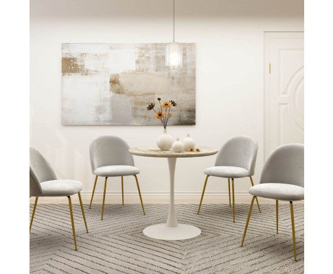 JHANNA ROUND DINING TABLE WITH MARBLE TOP - WHITE