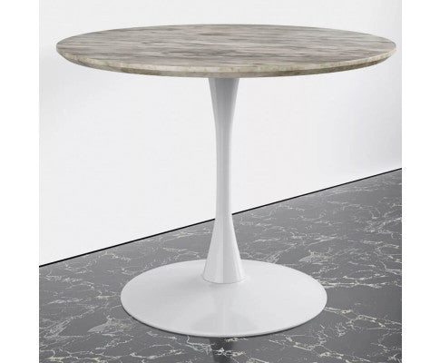Jhanna Round Dining Table With Marble Top - White