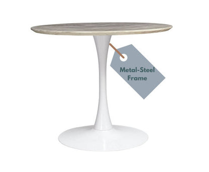 JHANNA ROUND DINING TABLE WITH MARBLE TOP - WHITE
