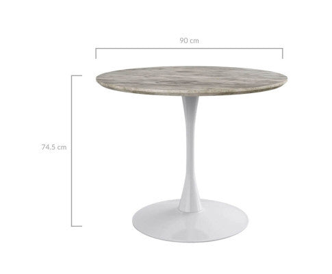 JHANNA ROUND DINING TABLE WITH MARBLE TOP - WHITE
