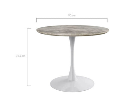 JHANNA ROUND DINING TABLE WITH MARBLE TOP - WHITE