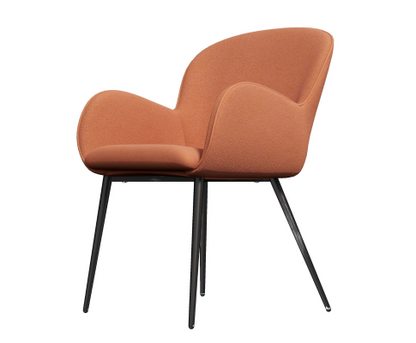 JEZRYLL (SET OF 2) FABRIC ARMREST DINING CHAIR - ORANGE VELVET