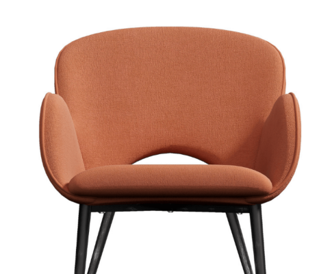 JEZRYLL (SET OF 2) FABRIC ARMREST DINING CHAIR - ORANGE VELVET