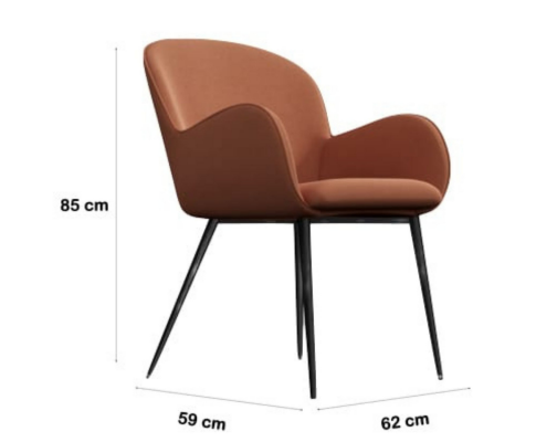 JEZRYLL (SET OF 2) FABRIC ARMREST DINING CHAIR - ORANGE VELVET