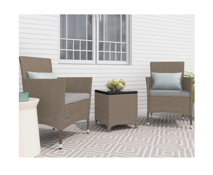 LUCIAN OUTDOOR CHAIRS WITH COFFEE TABLE LOUNGE SET - NATURAL GREY