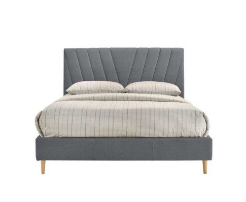 KING DRYSTAN FABRIC BED FRAME - LIGHT GREY