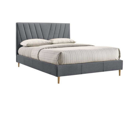 KING DRYSTAN FABRIC BED FRAME - LIGHT GREY