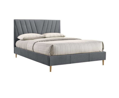 KING DRYSTAN FABRIC BED FRAME - LIGHT GREY