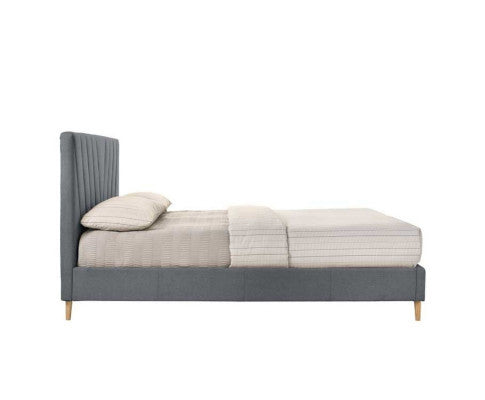 QUEEN DRYSTAN FABRIC BED FRAME - LIGHT GREY